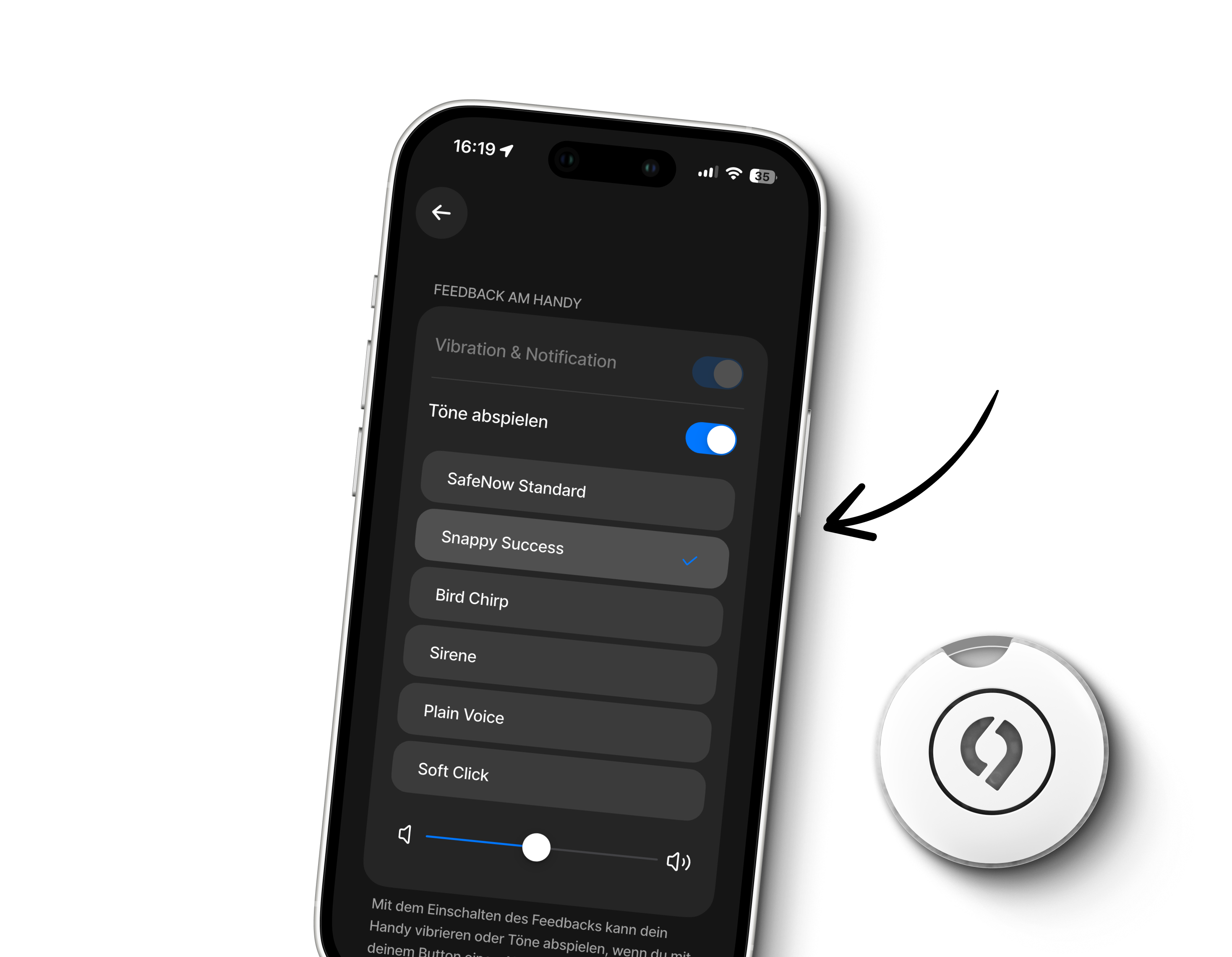 Handy mit Live-Standort auf der Karte, daneben der SafeNow Button